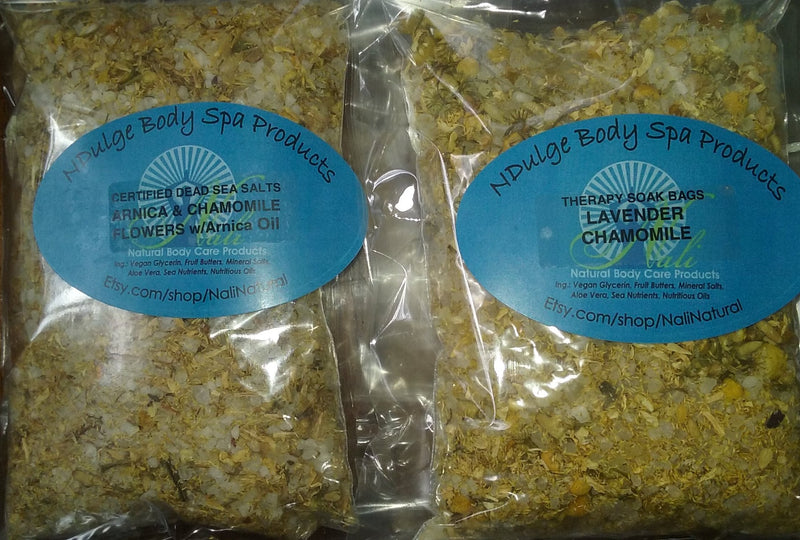 Aroma Therapy Soak Bags - Dead Sea Mineral Salts Blend with Botanicals and Oils 4oz